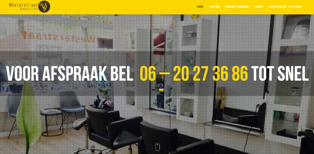 Website van Westerstraat Kapsalon, gemaakt door Tevreden Marketing
