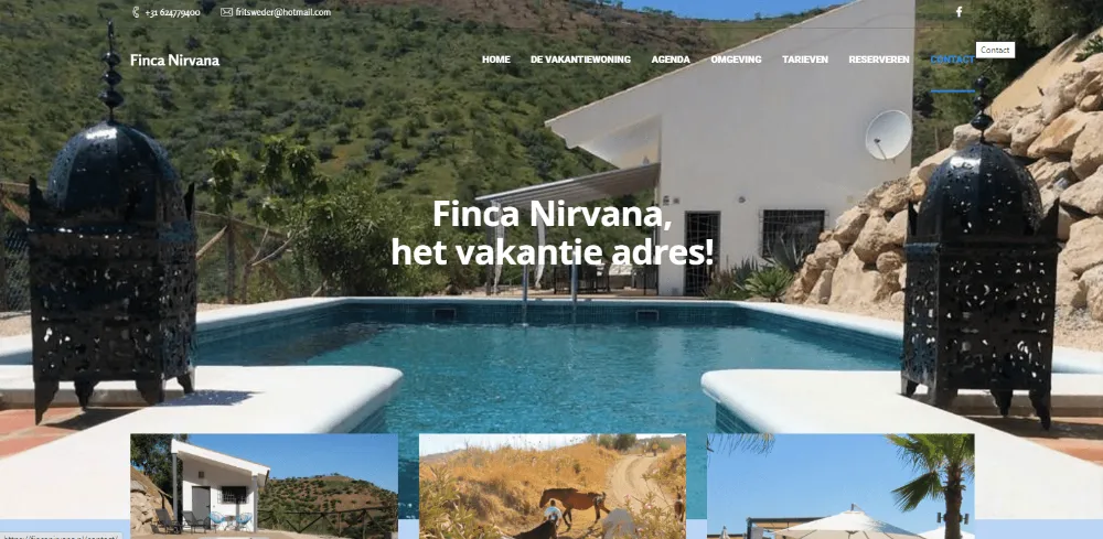 Website van Finca Nirvana, gemaakt door Tevreden Marketing