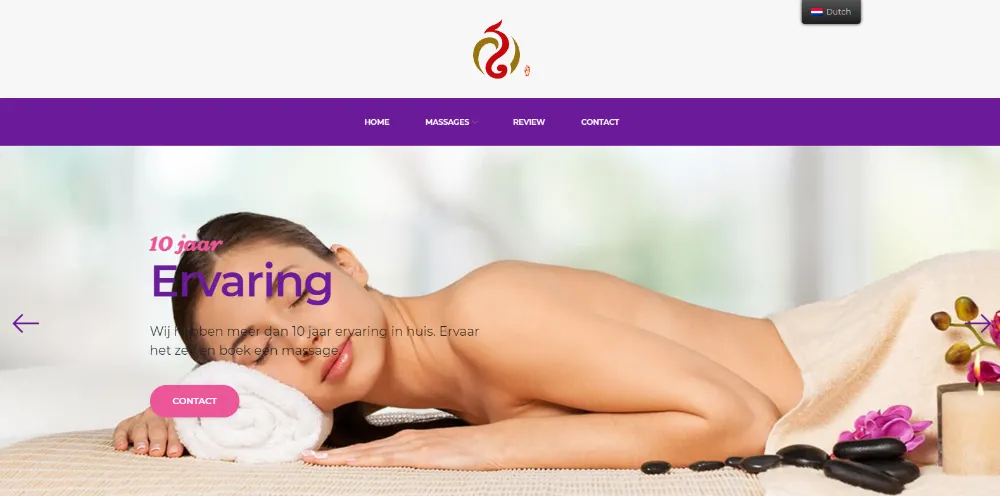 Website van Mos Massage, gemaakt door Tevreden Marketing